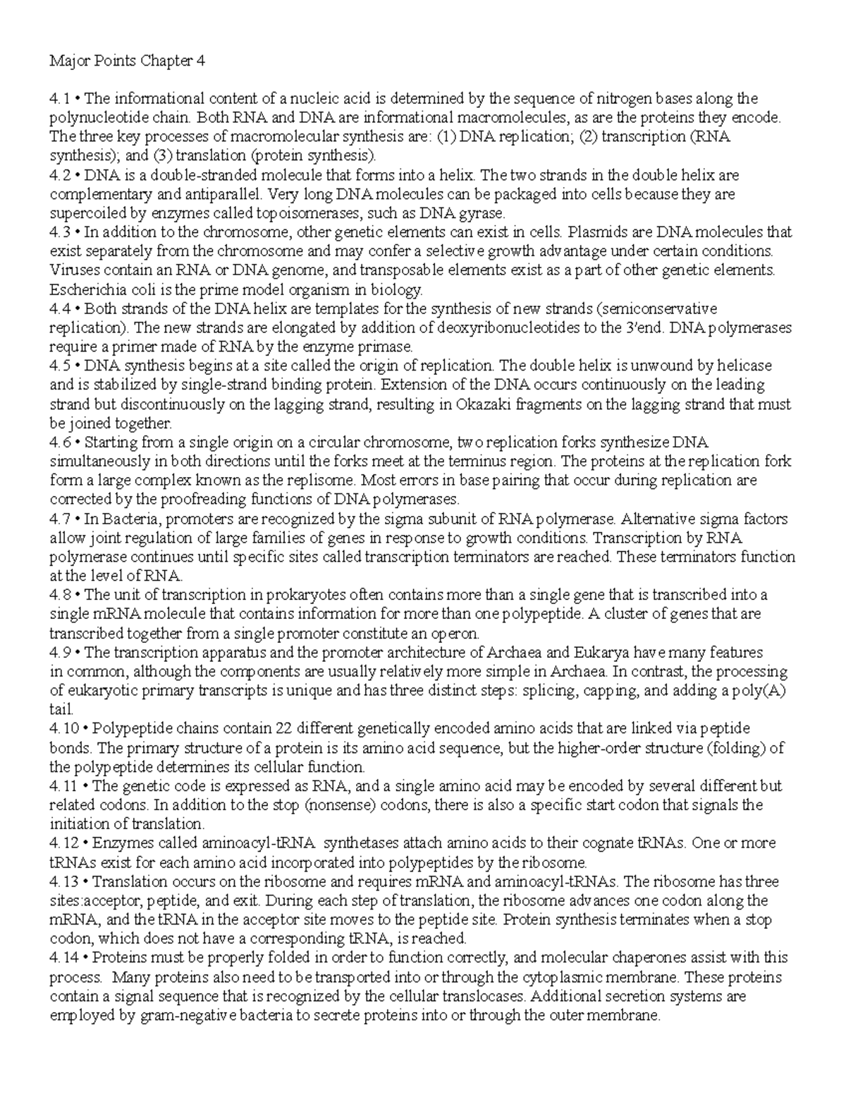 Major Points Chapter 4 - Lecture notes 4 - Major Points Chapter 4 4 The ...
