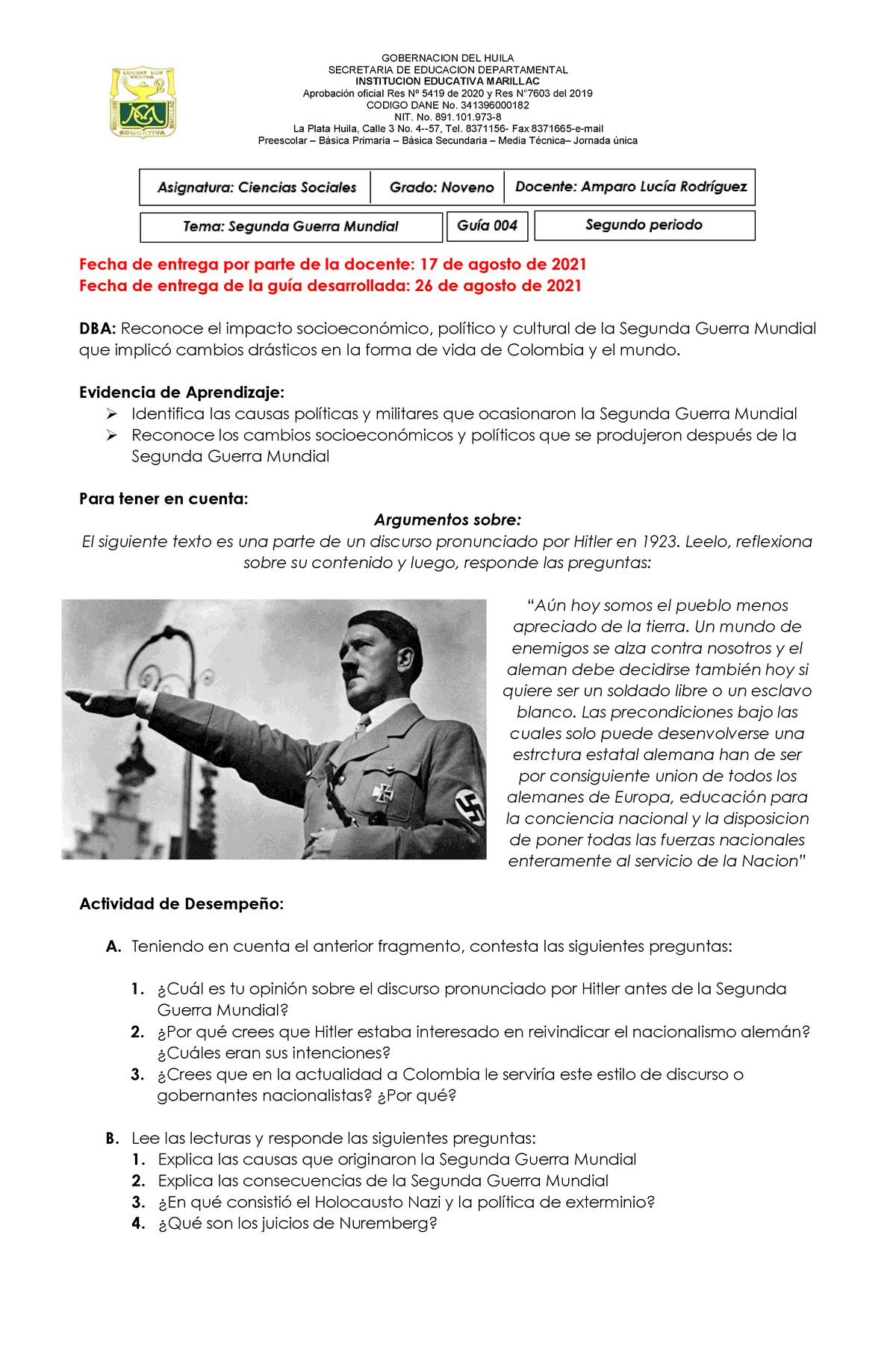 2. 005. Segunda Guerra Mundial - GOBERNACION DEL HUILA SECRETARIA DE  EDUCACION DEPARTAMENTAL - Studocu