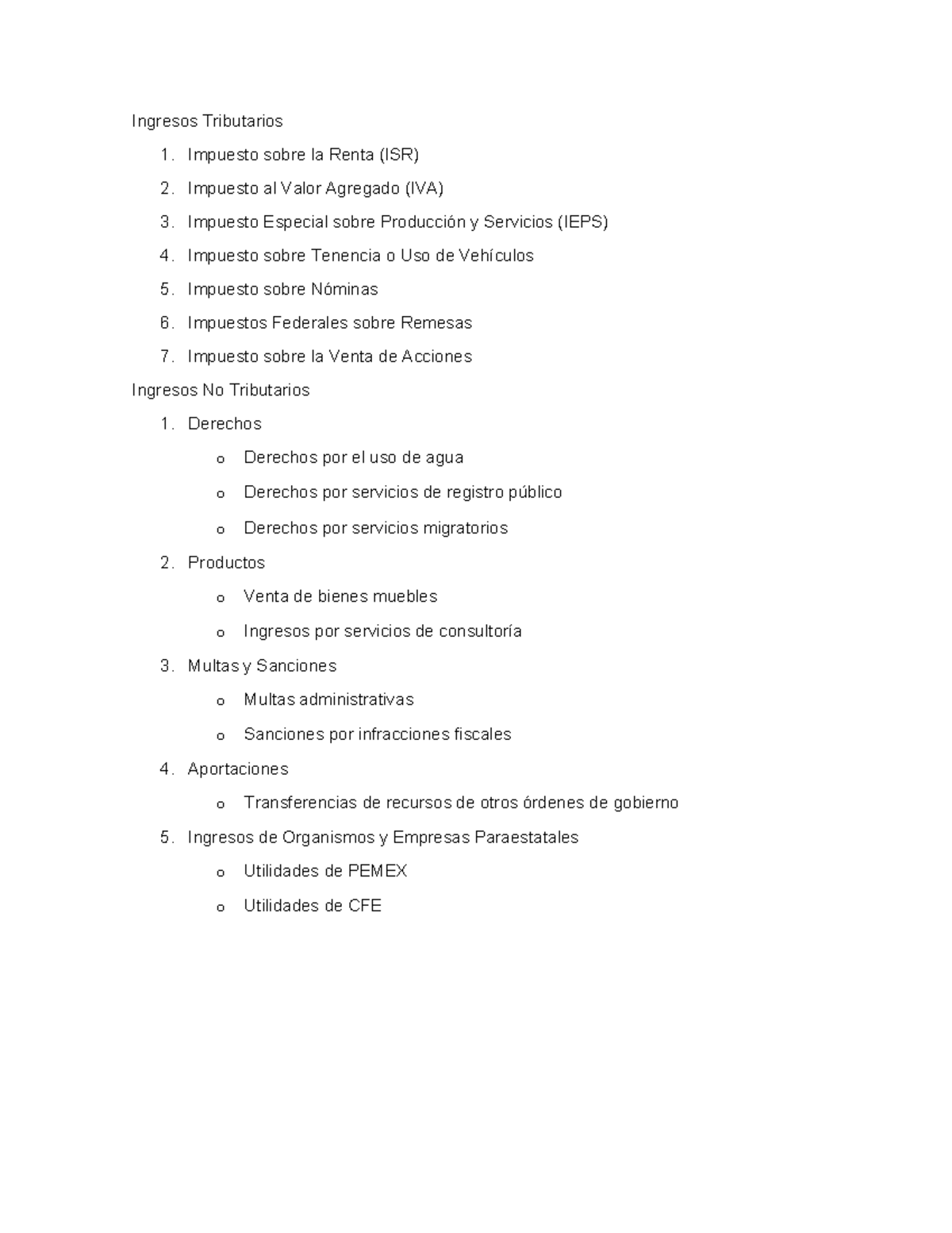 Tercer tarea derecho fiscal - Ingresos Tributarios 1. Impuesto sobre la ...