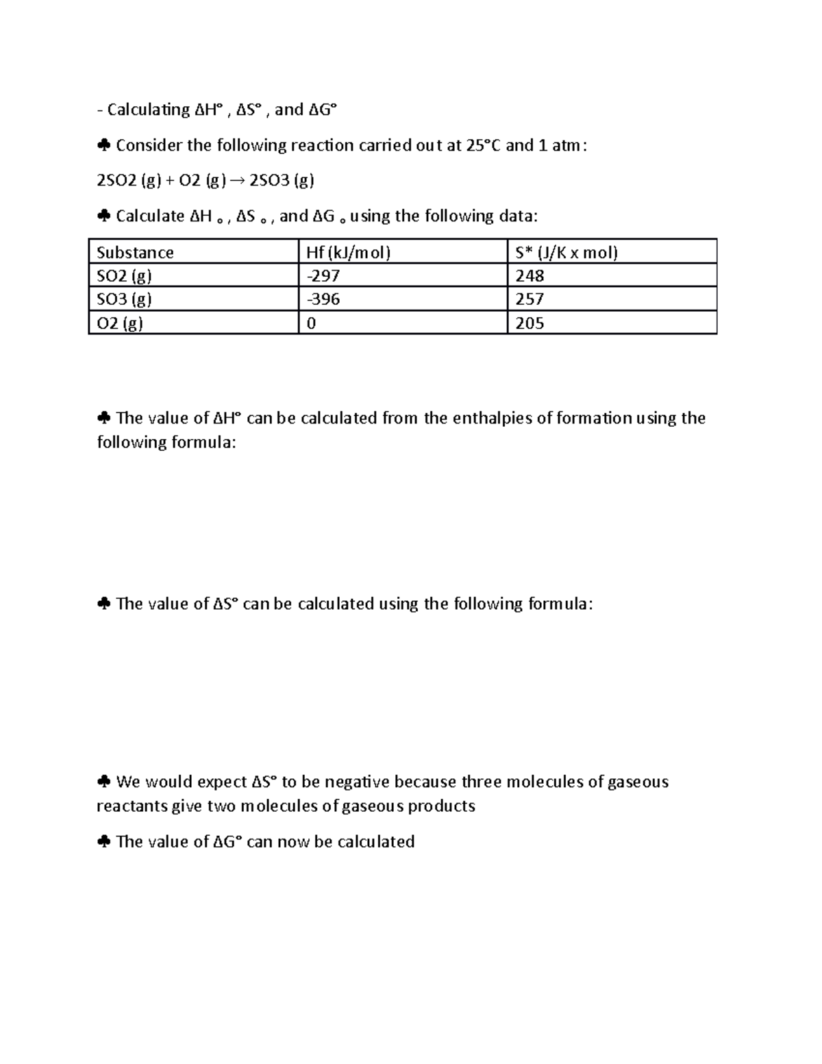 141 - Calculating ΔH - exercises - Calculating ΔH° , ΔS° , and ΔG ...
