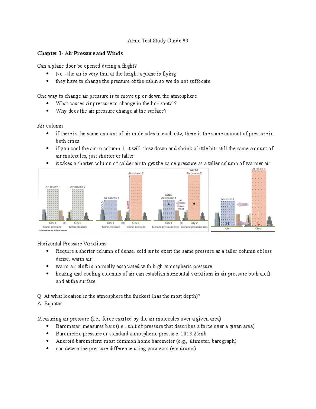 Atmo Test Study Guide 3 - , force exerted by the air molecules over a ...