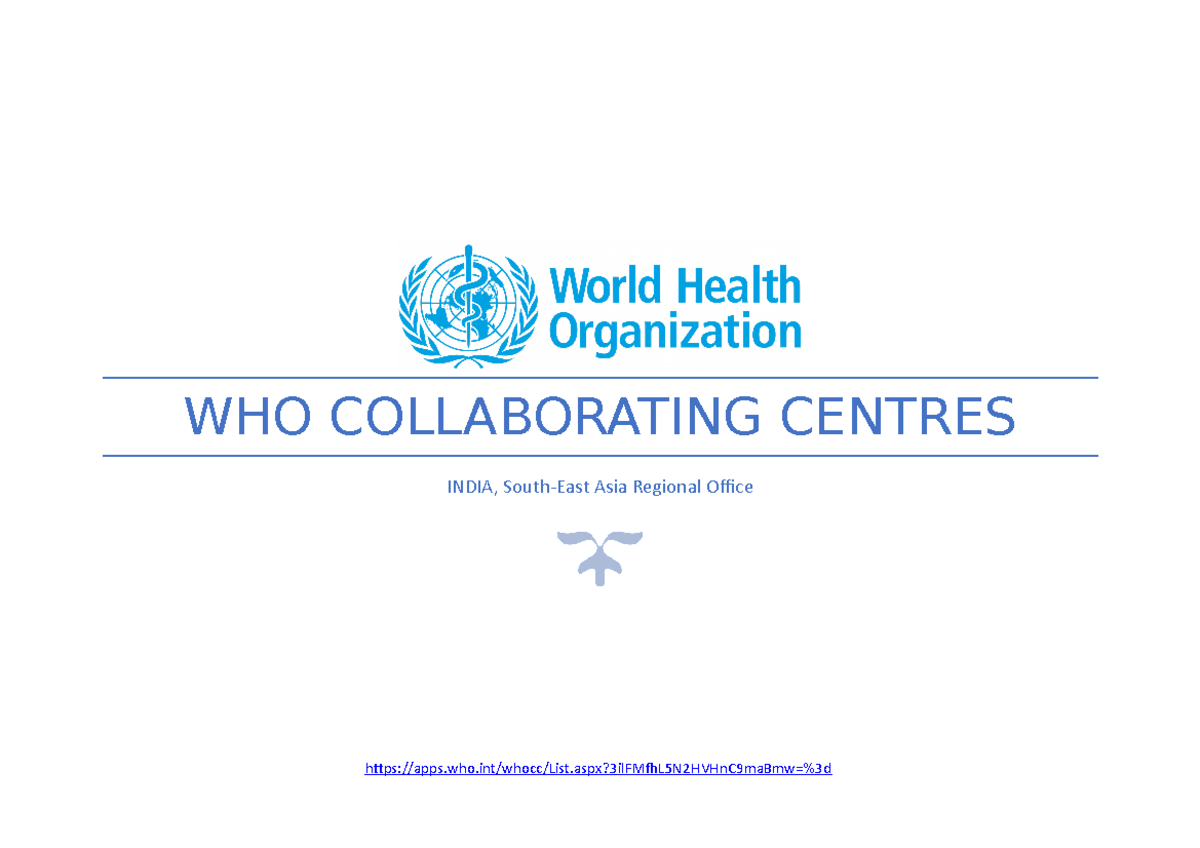 WHO Collaborating Centres - WHO COLLABORATING CENTRES INDIA, South-East ...