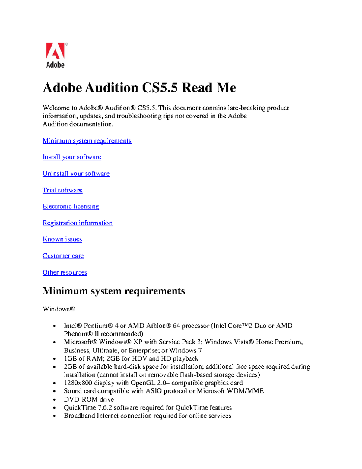 Audition Cs5