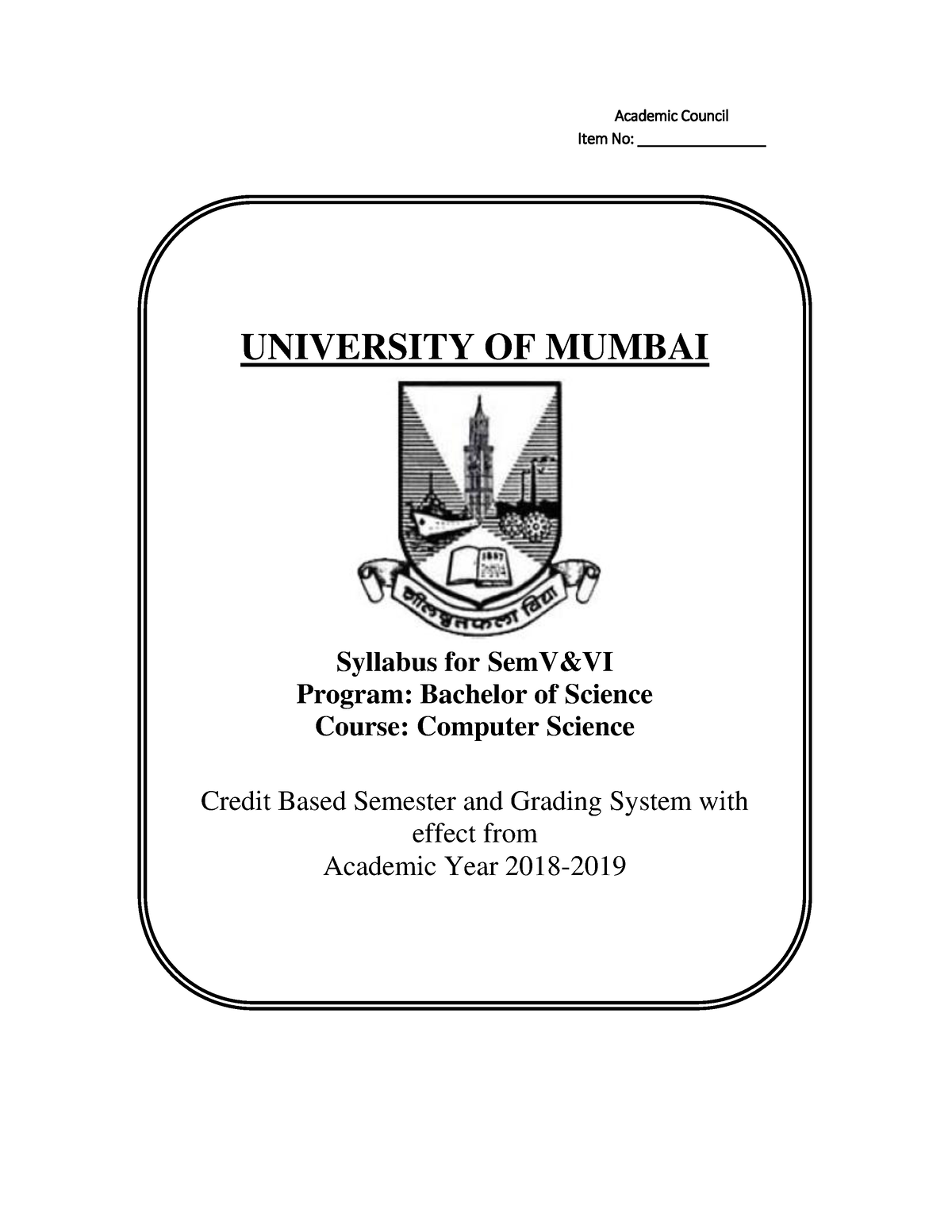 Syllabus Bsc Computer Science 2018-19 - Academic Council Item No ...