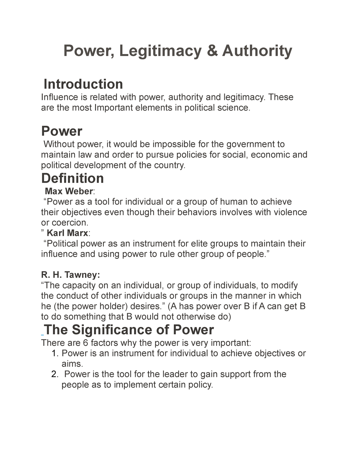 power authority and legitimacy essay
