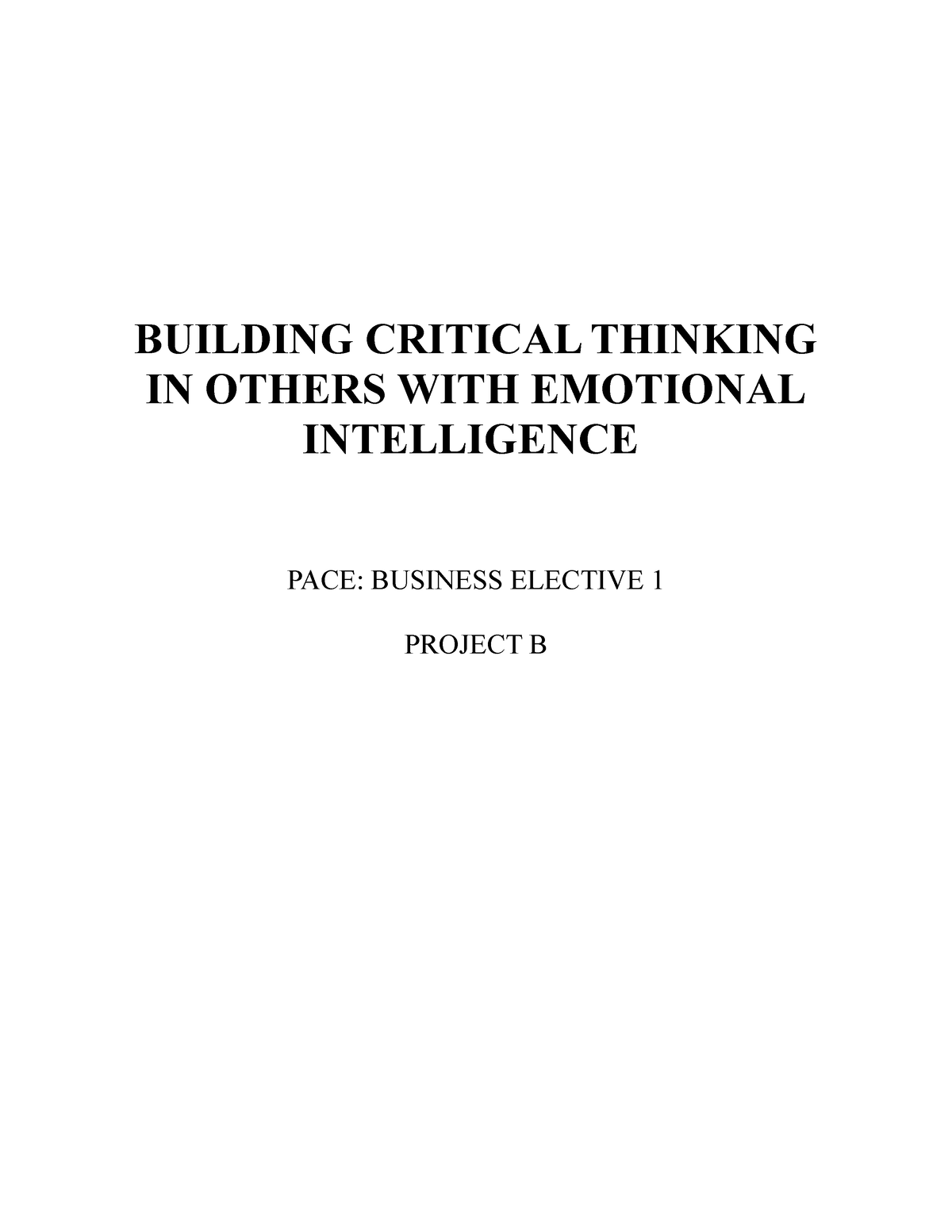 Projet-B BUILDING CRITICAL THINKING IN OTHERS WITH EMOTIONAL ...