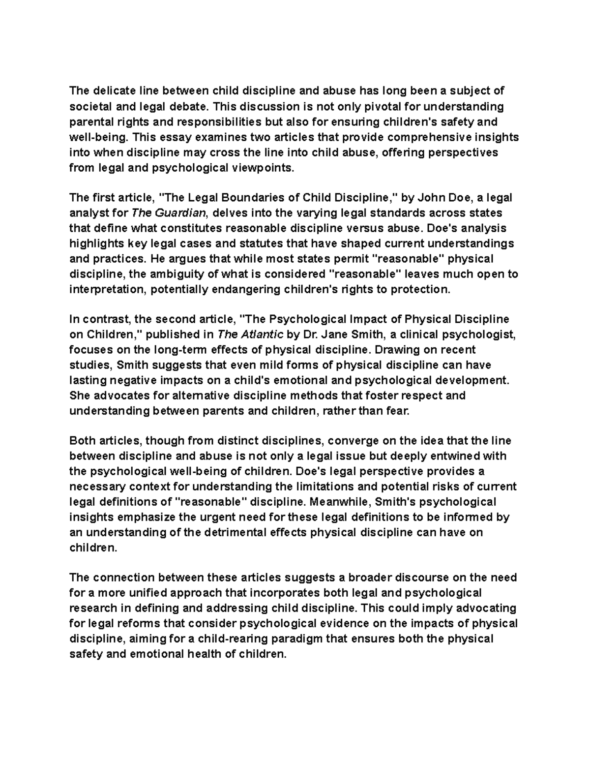 Assignment 2 type the delicate line between child discipline and