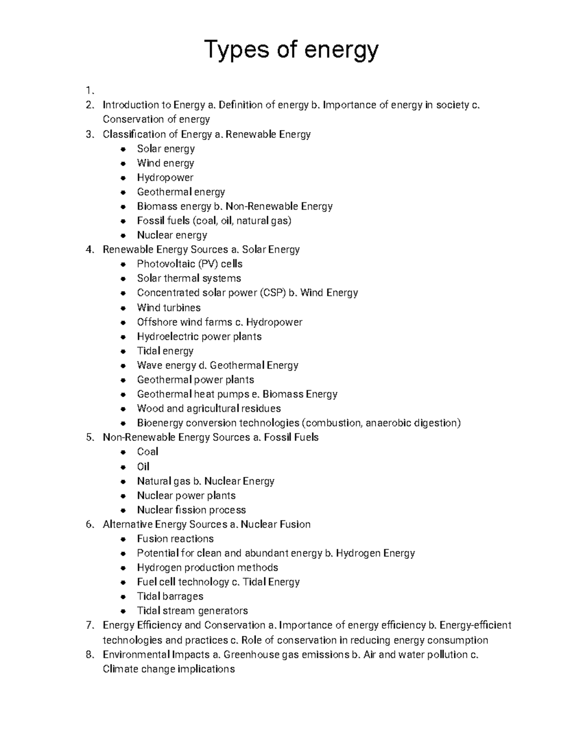 6. Types of energy environmental science honors notes Types of energy