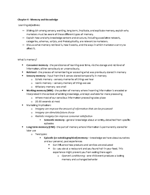 Chapter Notes - Chapter 1 – Understanding Consumer Behavior 4 basic ...
