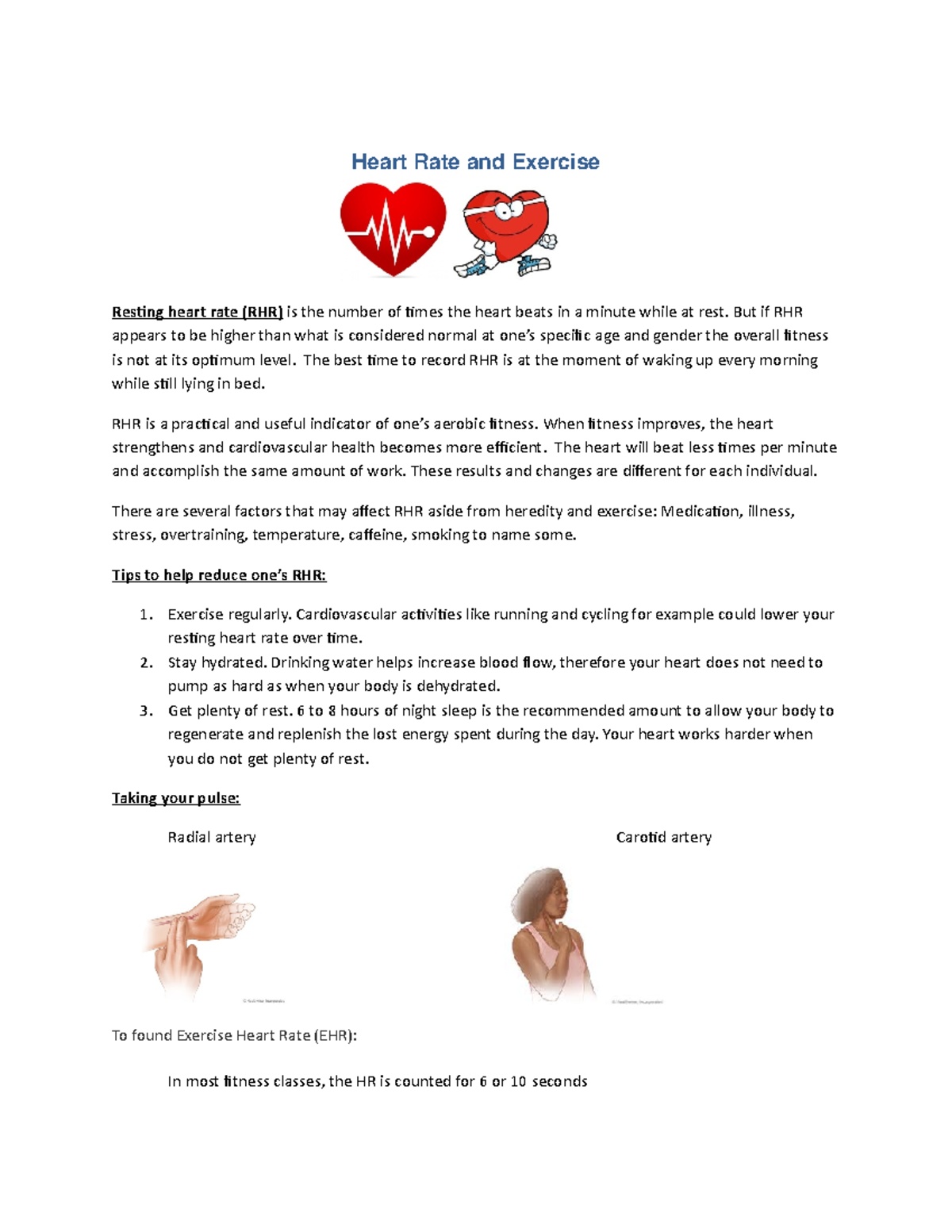 Heart Rate and Exercise 2018 - Heart Rate and Exercise Resting heart ...