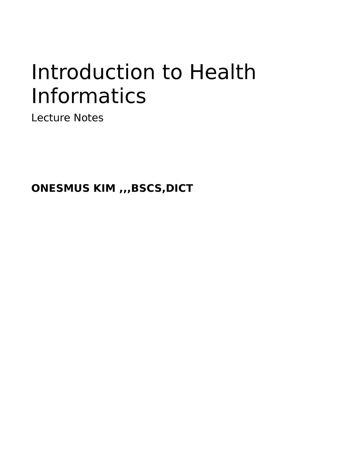 Introduction To Health Informatics - Introduction To Health Informatics ...