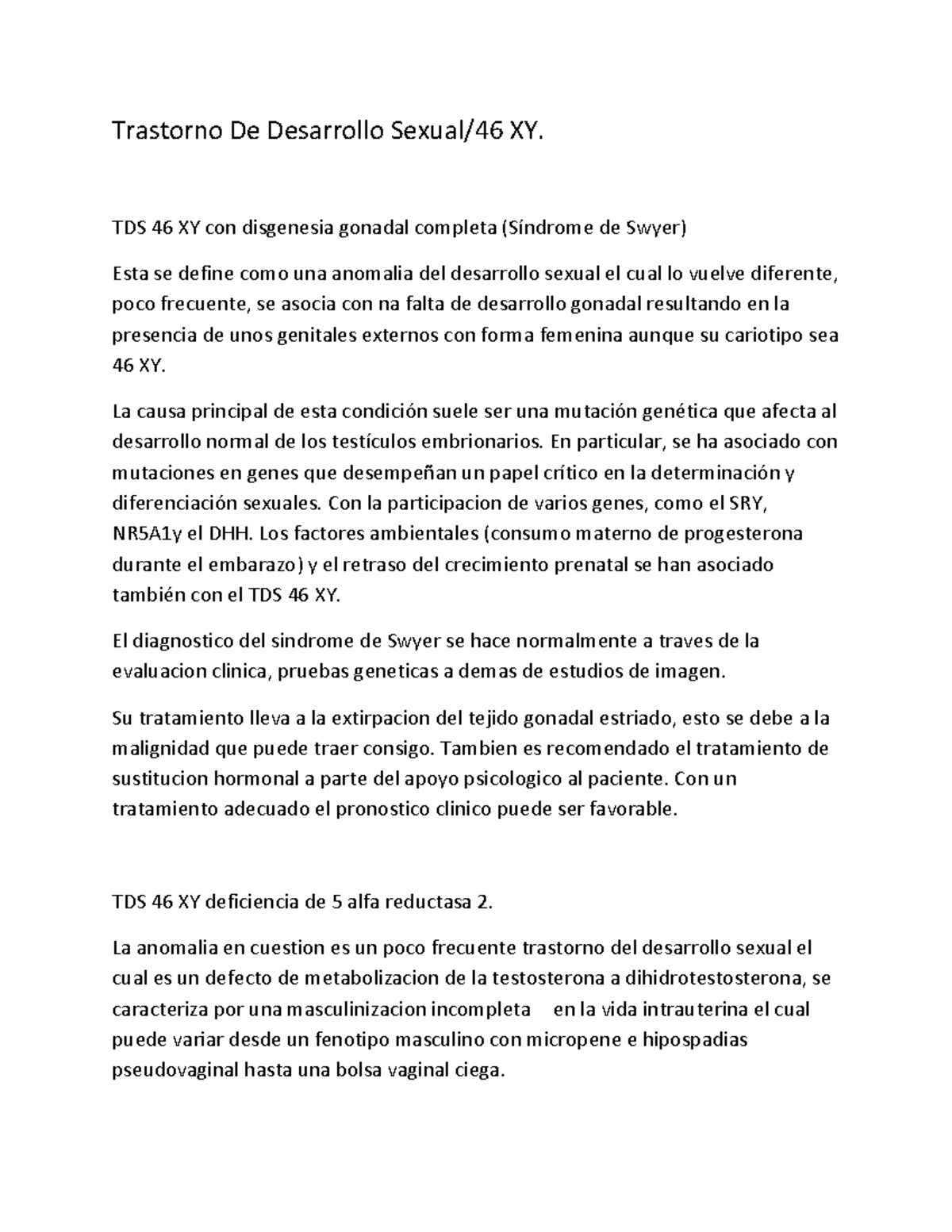Trastorno de desarrollo sexual 46XY - Trastorno De Desarrollo Sexual/46 ...