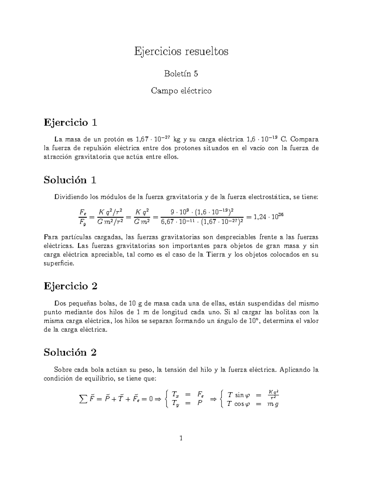 Boletin Problemas 5 - Ejercicios Campo - Ejercicios Resueltos Bolet ́ın ...