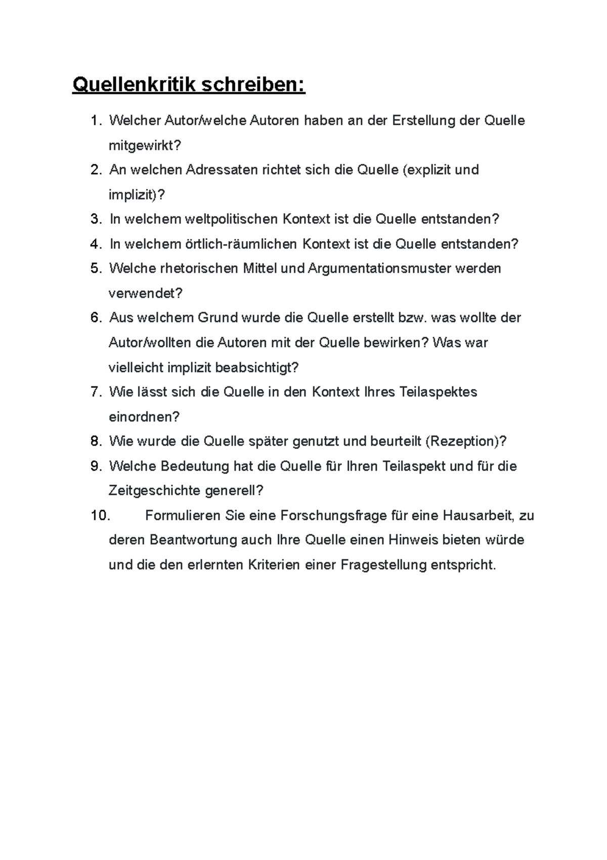 Quellenkritik schreiben - Quellenkritik schreiben: Welcher Autor/welche