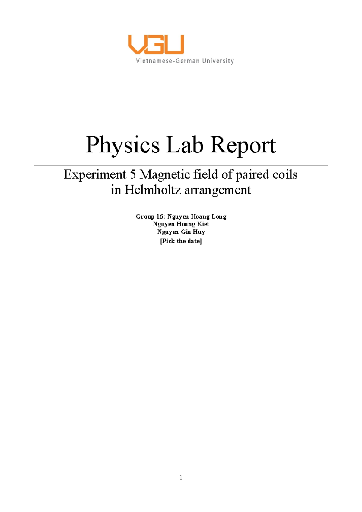 Experiment 5 Magnetic field report sample - Physics Lab Report ...