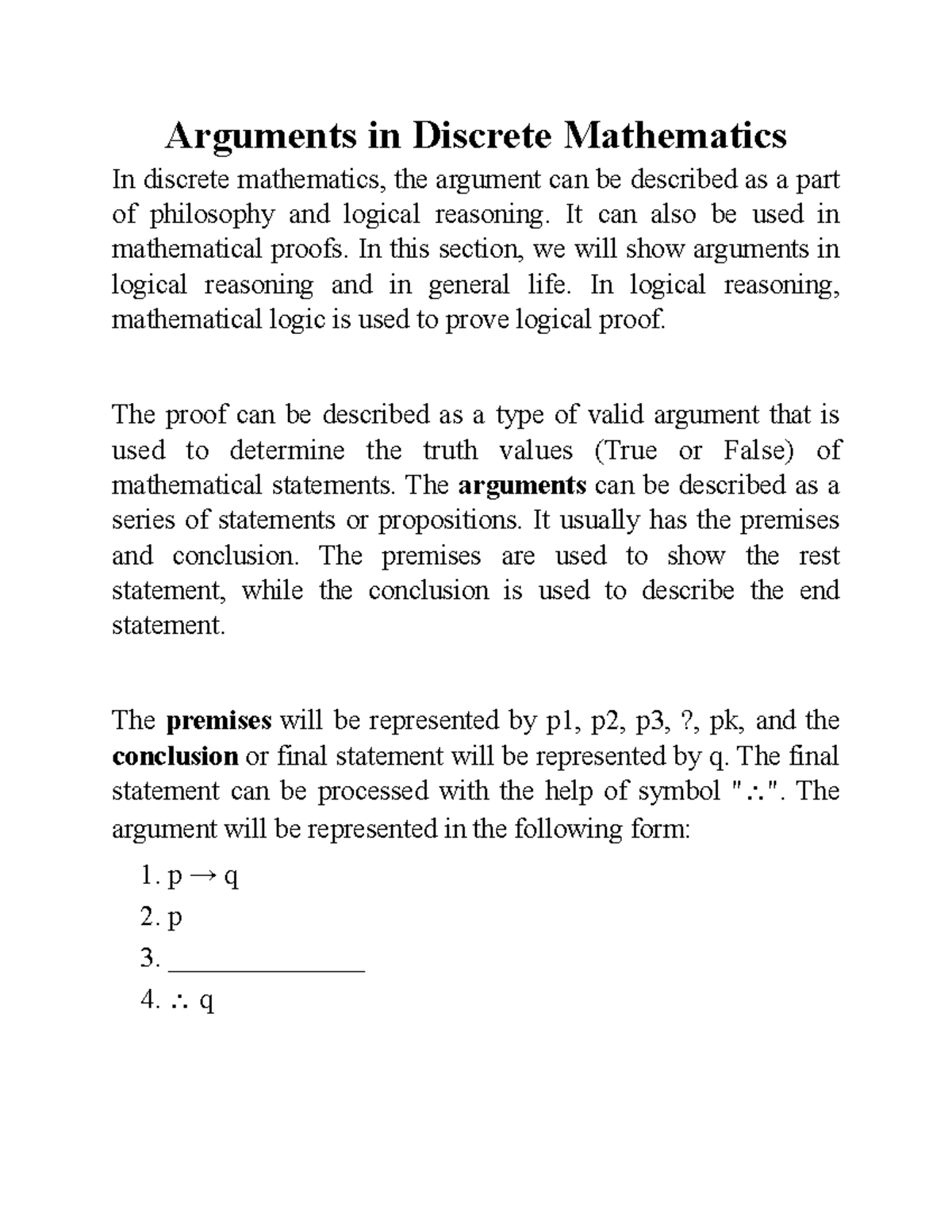 Argument and Fighting and Prime Numbers - Arguments in Discrete ...