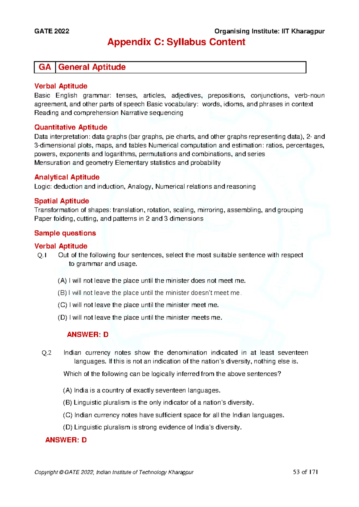 GATE Syllabus 22 - gate sy - Appendix C: Syllabus Content GA General ...