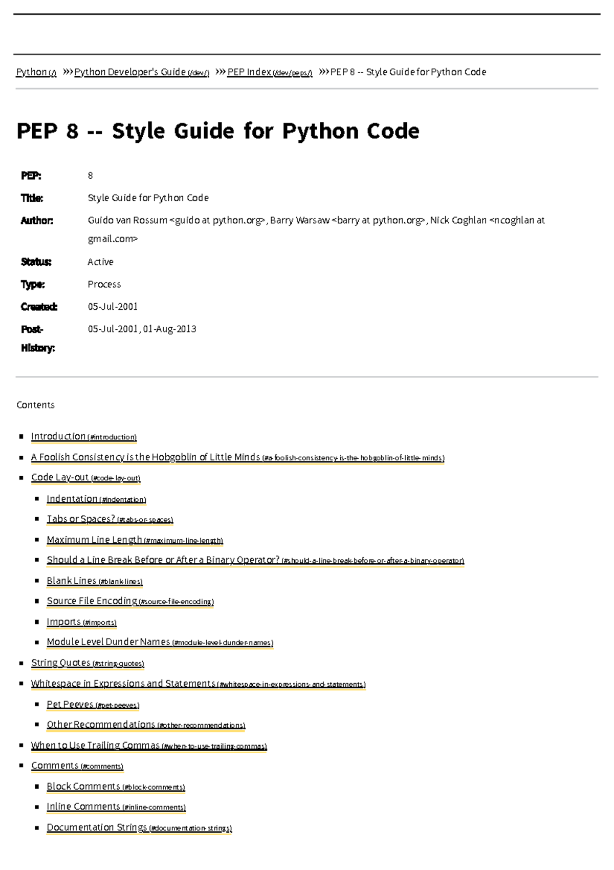 Style Guide For Python Code Python Python Python Developers