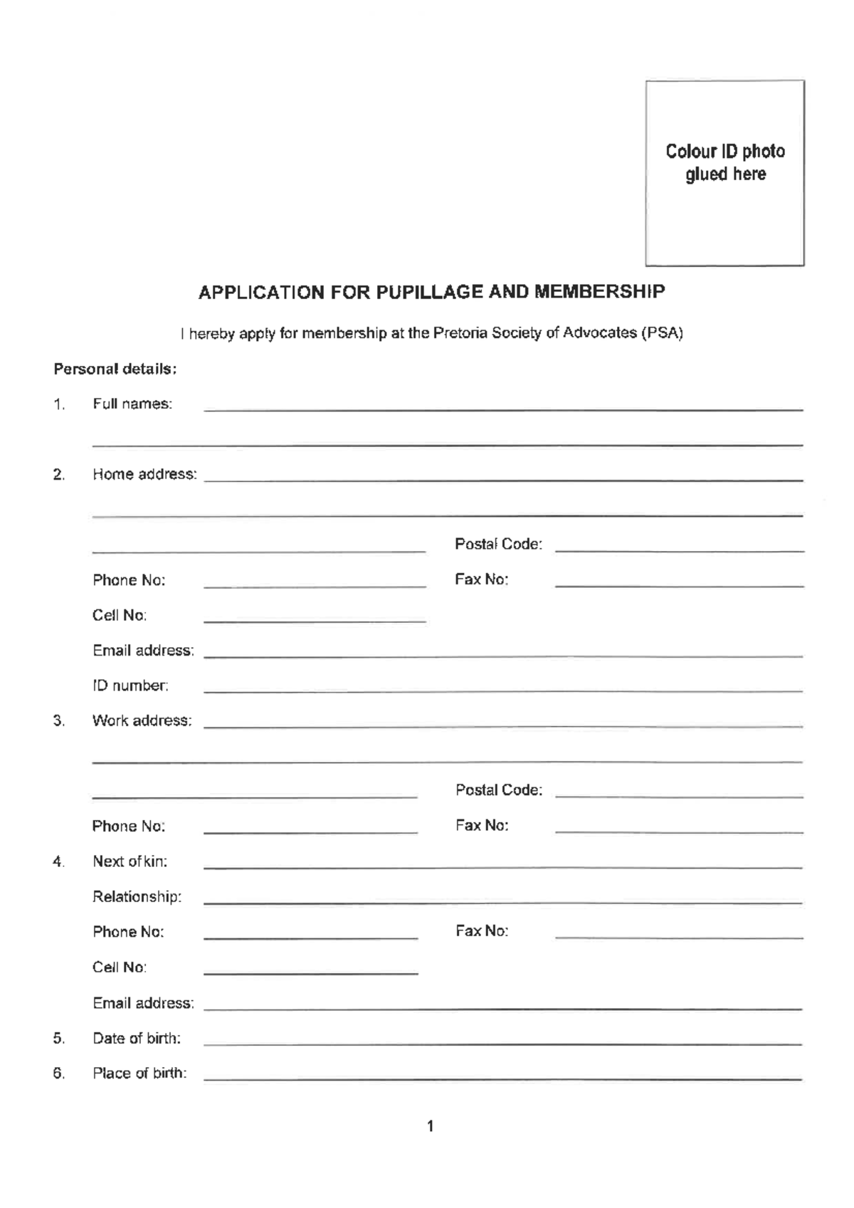 Pupillage form - Forms - F0R 1501 - Studocu