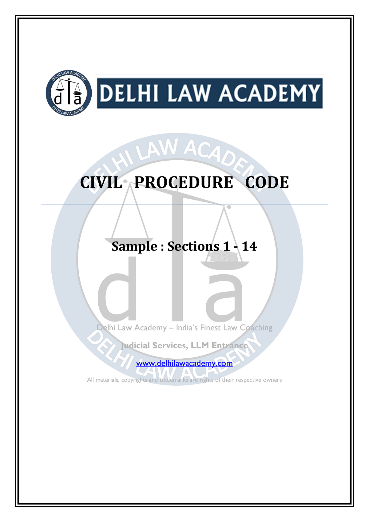 CPC-sample - Lecture Notes 1-5 - CIVIL PROCEDURE CODE Sample : Sections ...