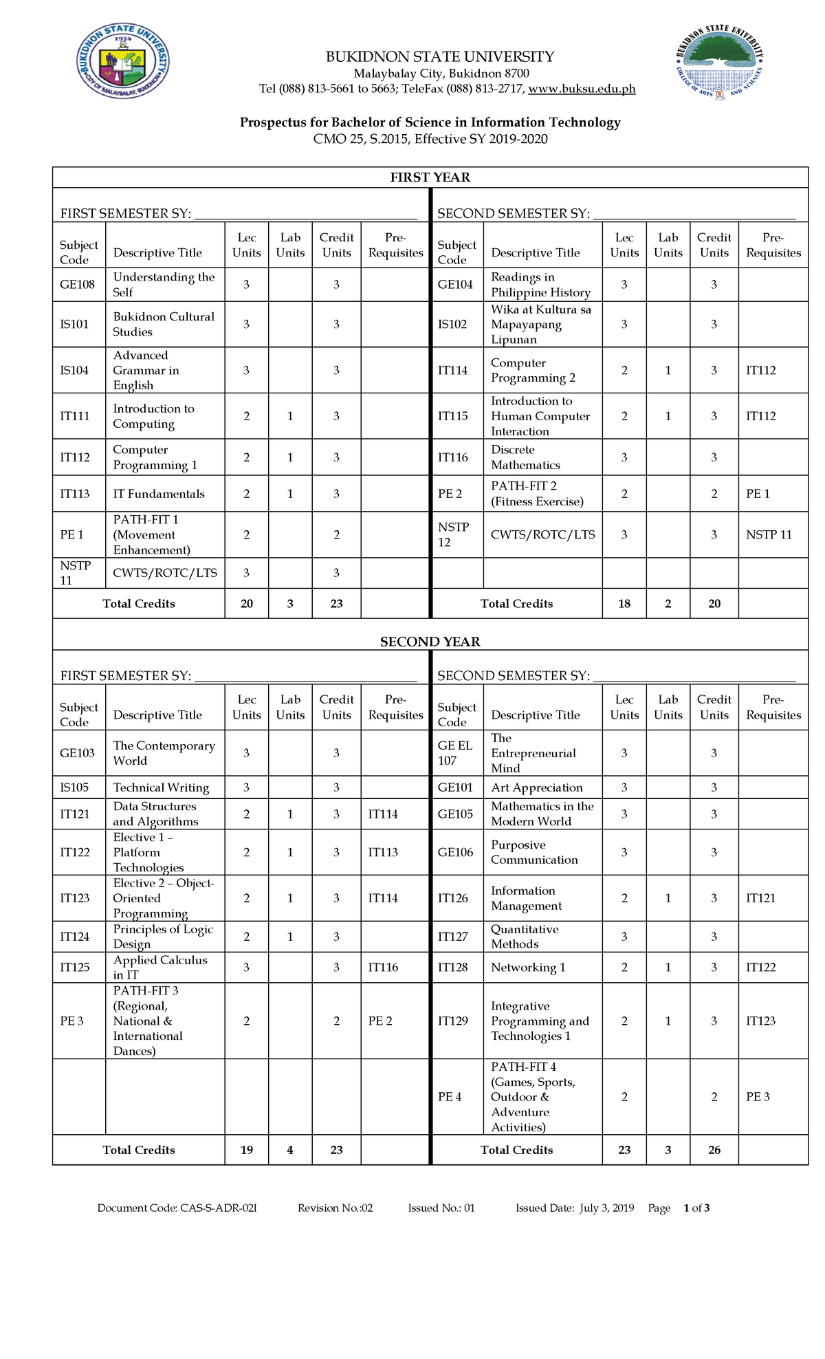 Information-Technology - BUKIDNON STATE UNIVERSITY Malaybalay City ...