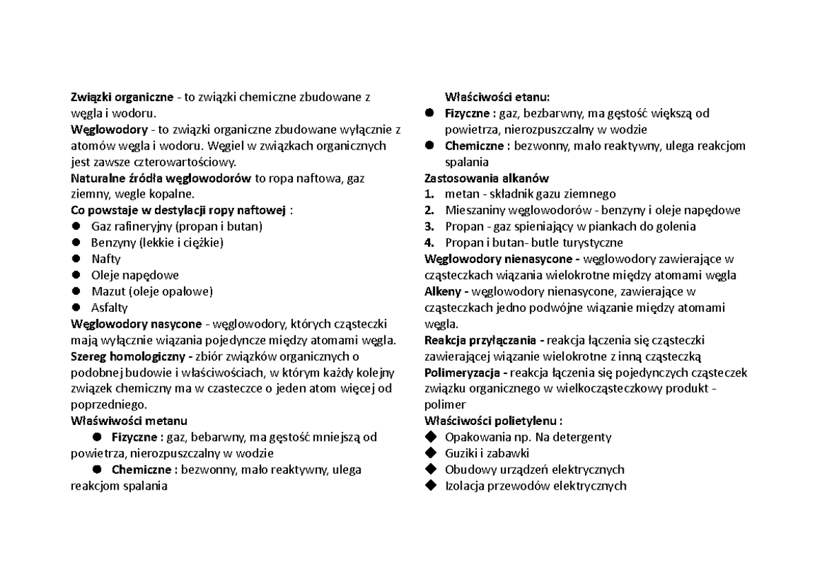 Chemia organiczna - Związki organiczne - to związki chemiczne zbudowane