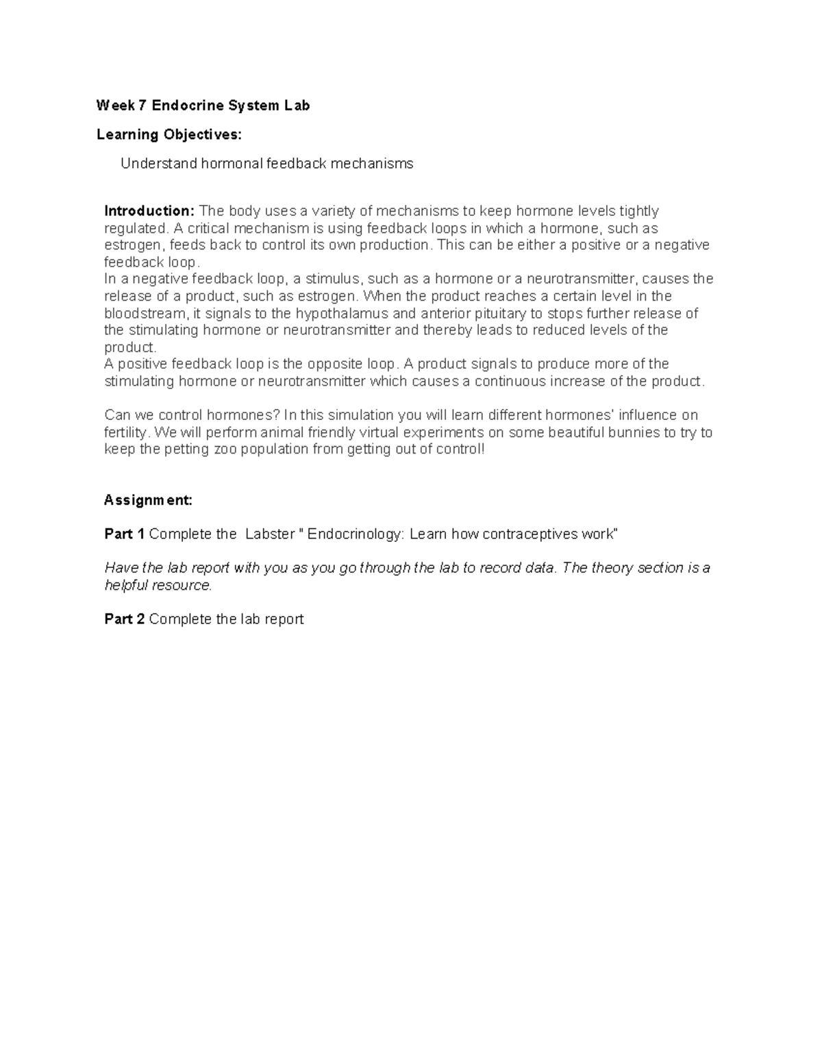 BIO 252 Week 7 Lab - week 7 lab document - Week 7 Endocrine System Lab ...