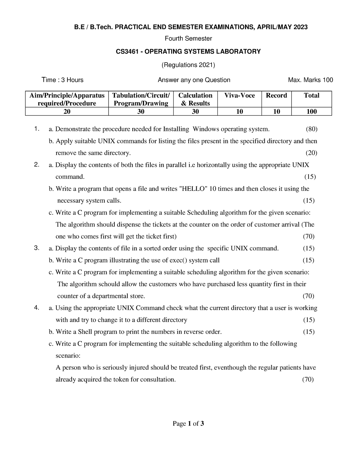 CS3461 SET 2 - Set 2 - Page 1 Of 3 B / B. PRACTICAL END SEMESTER ...