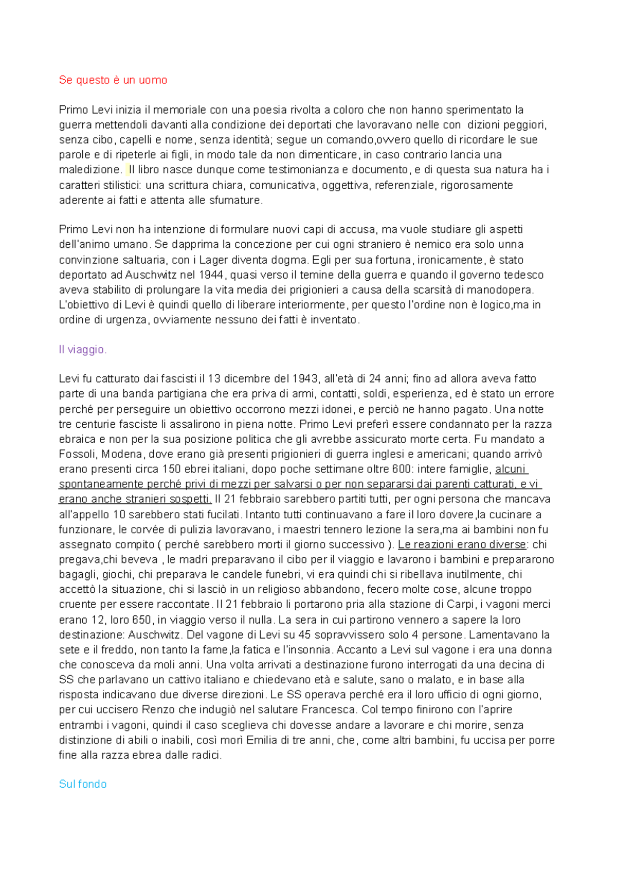 poesia se questo e un uomo