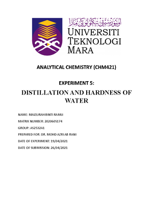 LAB Report CHM557 ( Organic) EXP - FACULTY OF APPLIED SCIENCE ...
