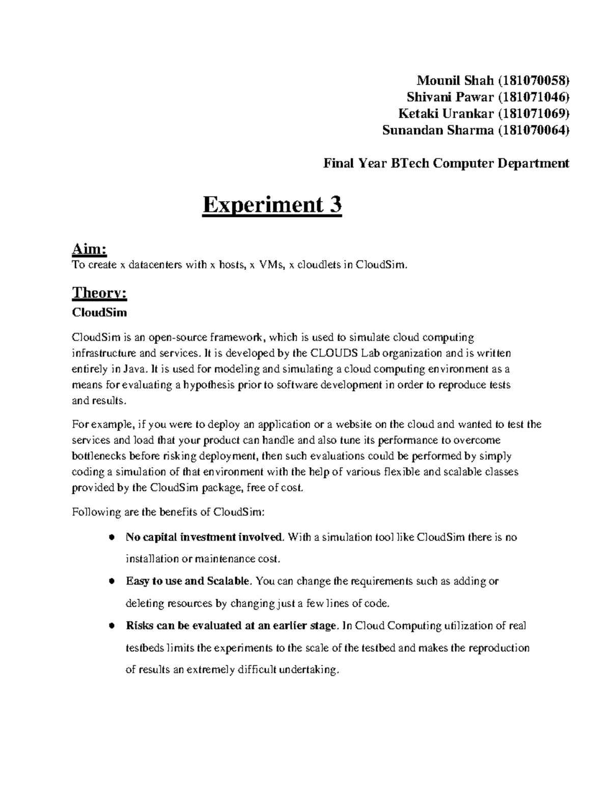 Cloud Computing Experiment 3,4,5,6 - Mounil Shah (181070058) Shivani ...
