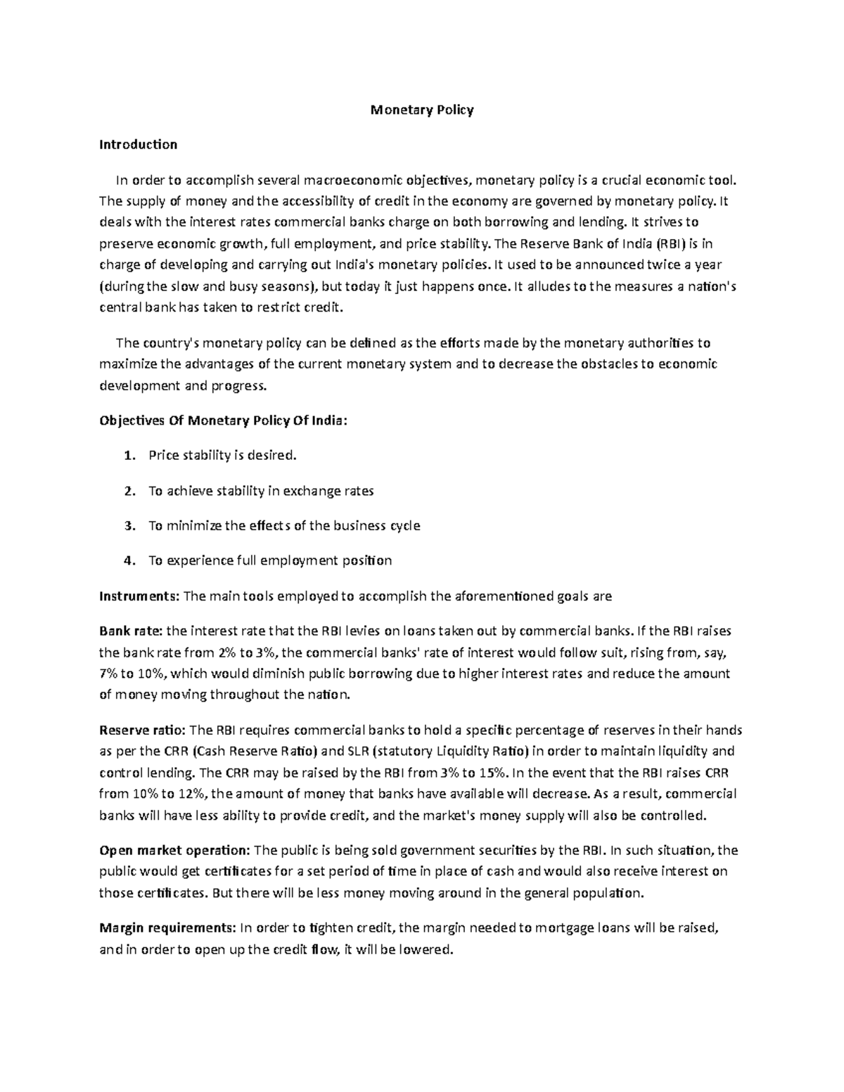 Monetary Policy - managerial economics - Monetary Policy Introduction ...