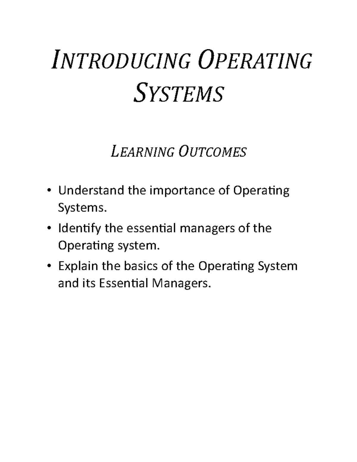Introducing Operating Systems - INTRODUCING OPERATING SYSTEMS LEARNING ...