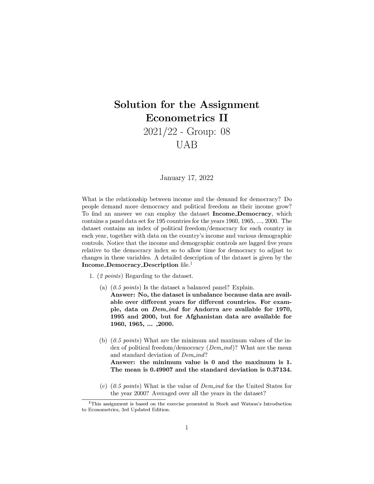 econometrics ii assignment 3