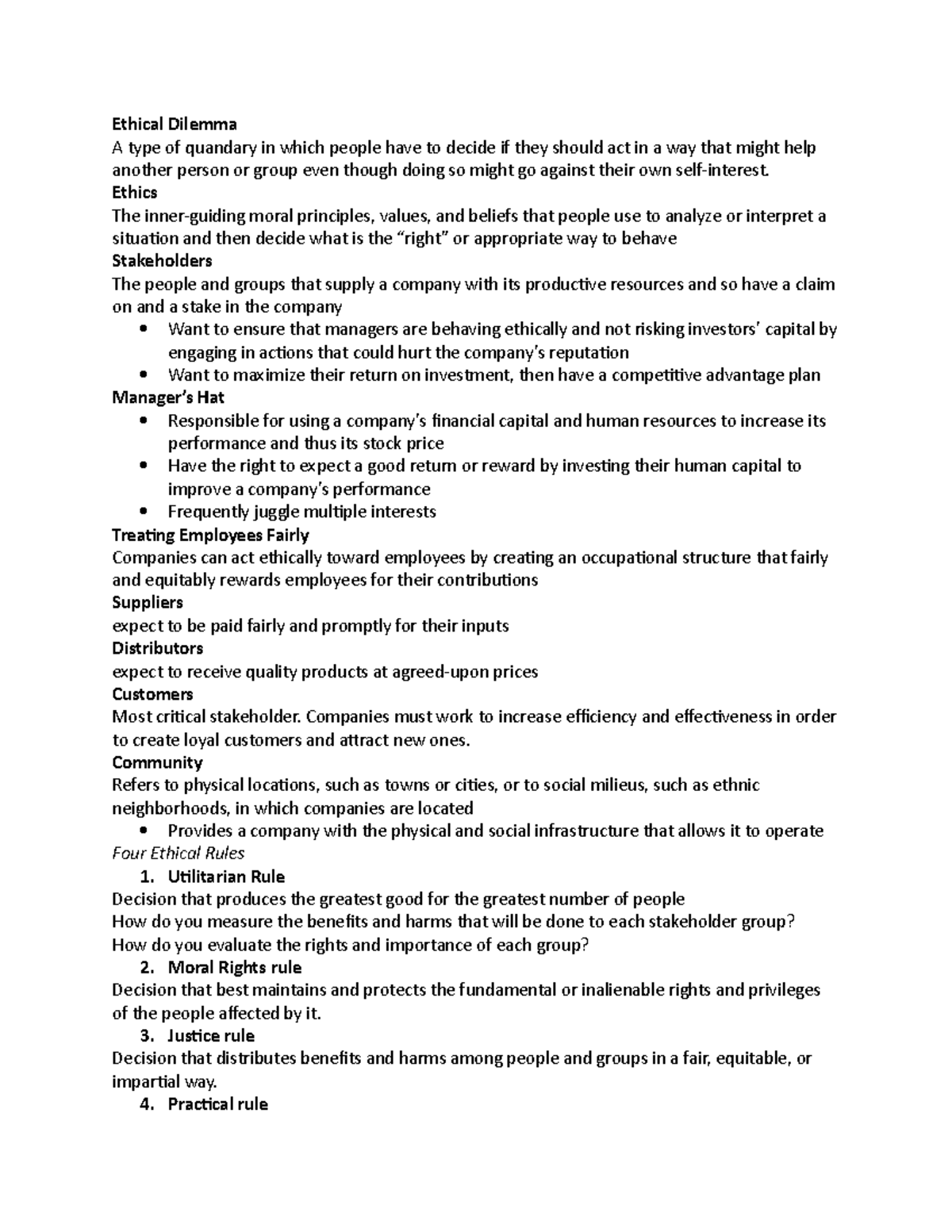 Management Process Chapter 3 Ethical Dilemma A Type Of Quandary In