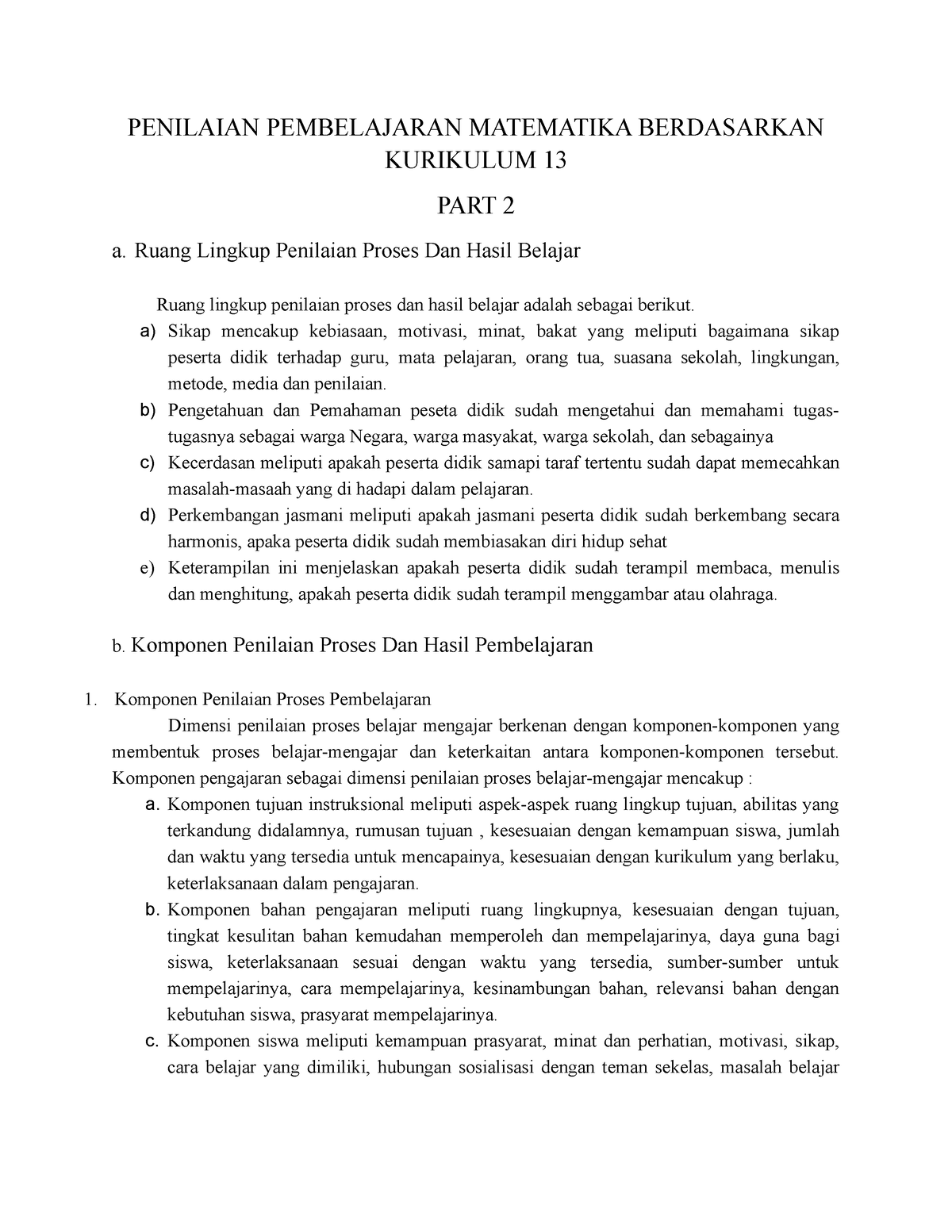 Penilaian Pembelajaran Matematika Berdasarkan Kurikulum 13 PART 2 ...