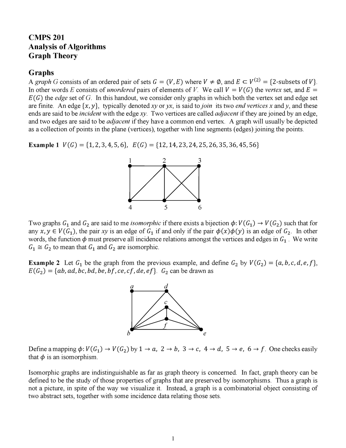 Graphs Cmps 1 Analysis Of Algorithms Ucsc Studocu