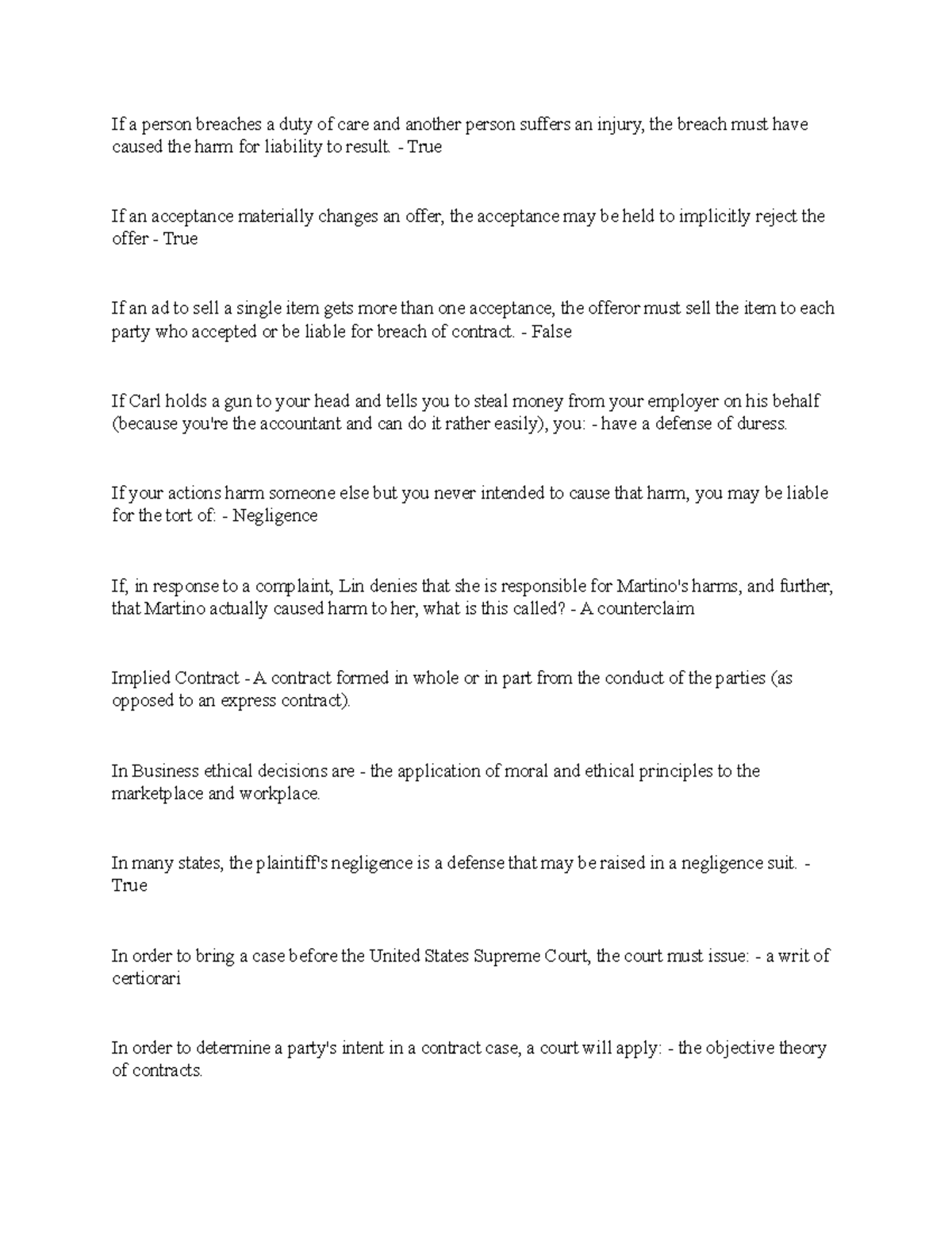 Note 17 Bar Exam If a person breaches a duty of care and