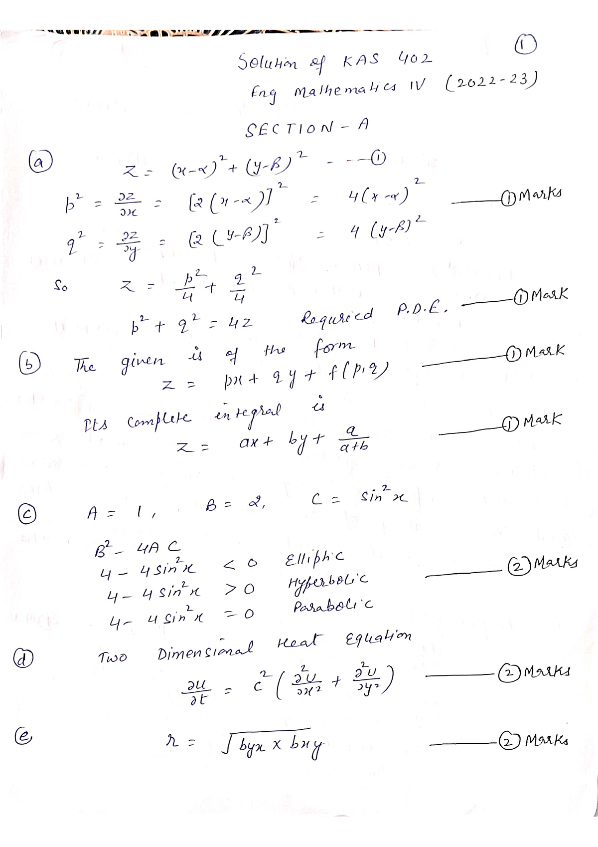 KAS402 Maths 4 EVEN SEM 2023 ANS Sheet - Engineering Mathematics - IV ...