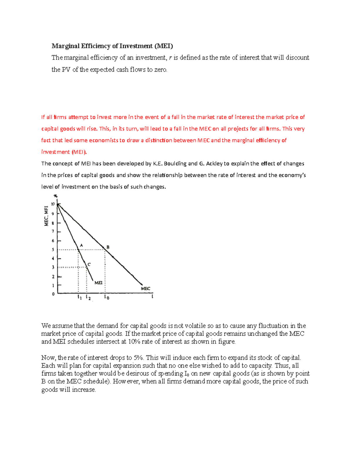 Marginal Efficiency of Investment 1 - If all firms attempt to invest ...