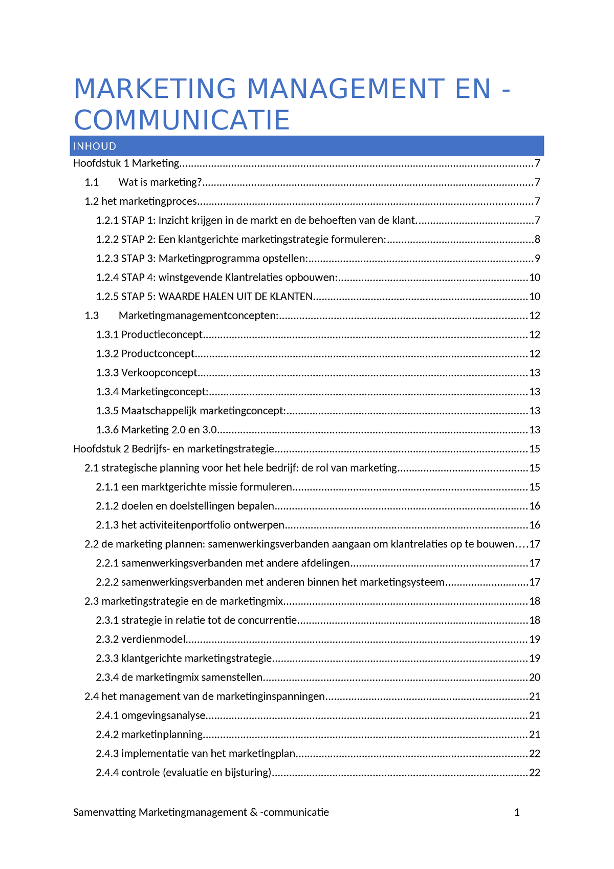 Samenvatting-Marketingmanagement - MARKETING MANAGEMENT EN ...