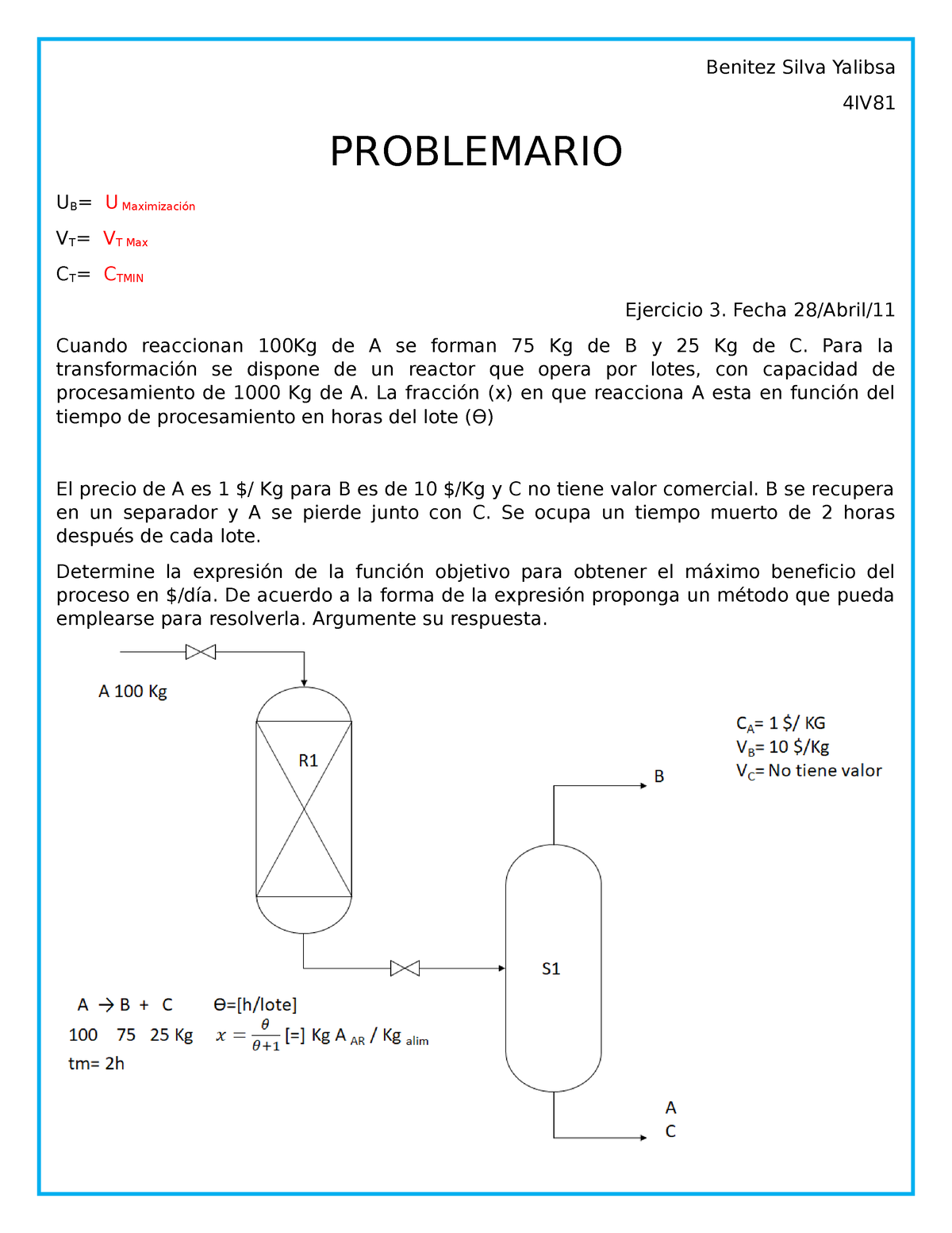 Problemario 1 - Ejercicios De Optimización - Benitez Silva Yalibsa 4IV ...