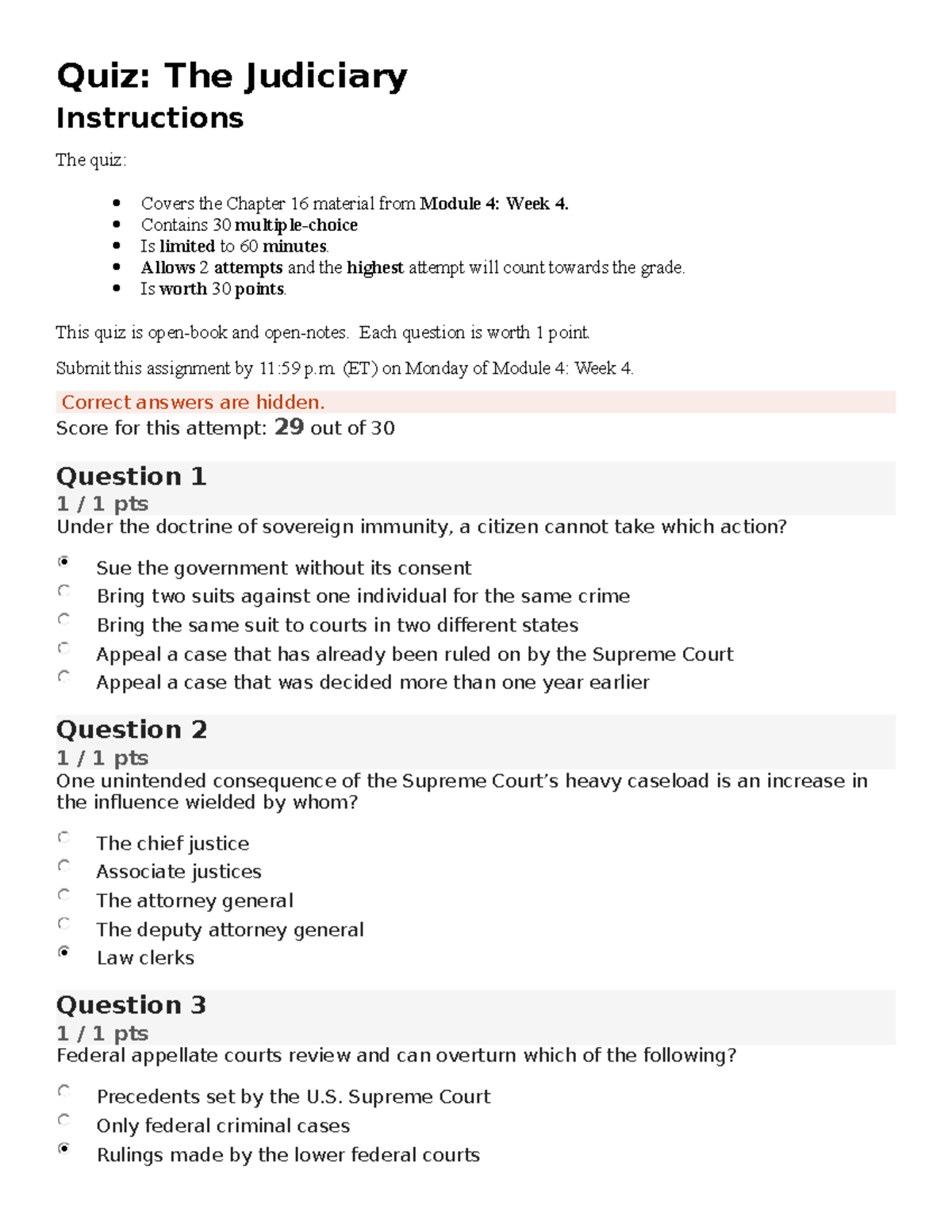 Quiz Retake Of The Judiciary - Quiz: The Judiciary Instructions The ...