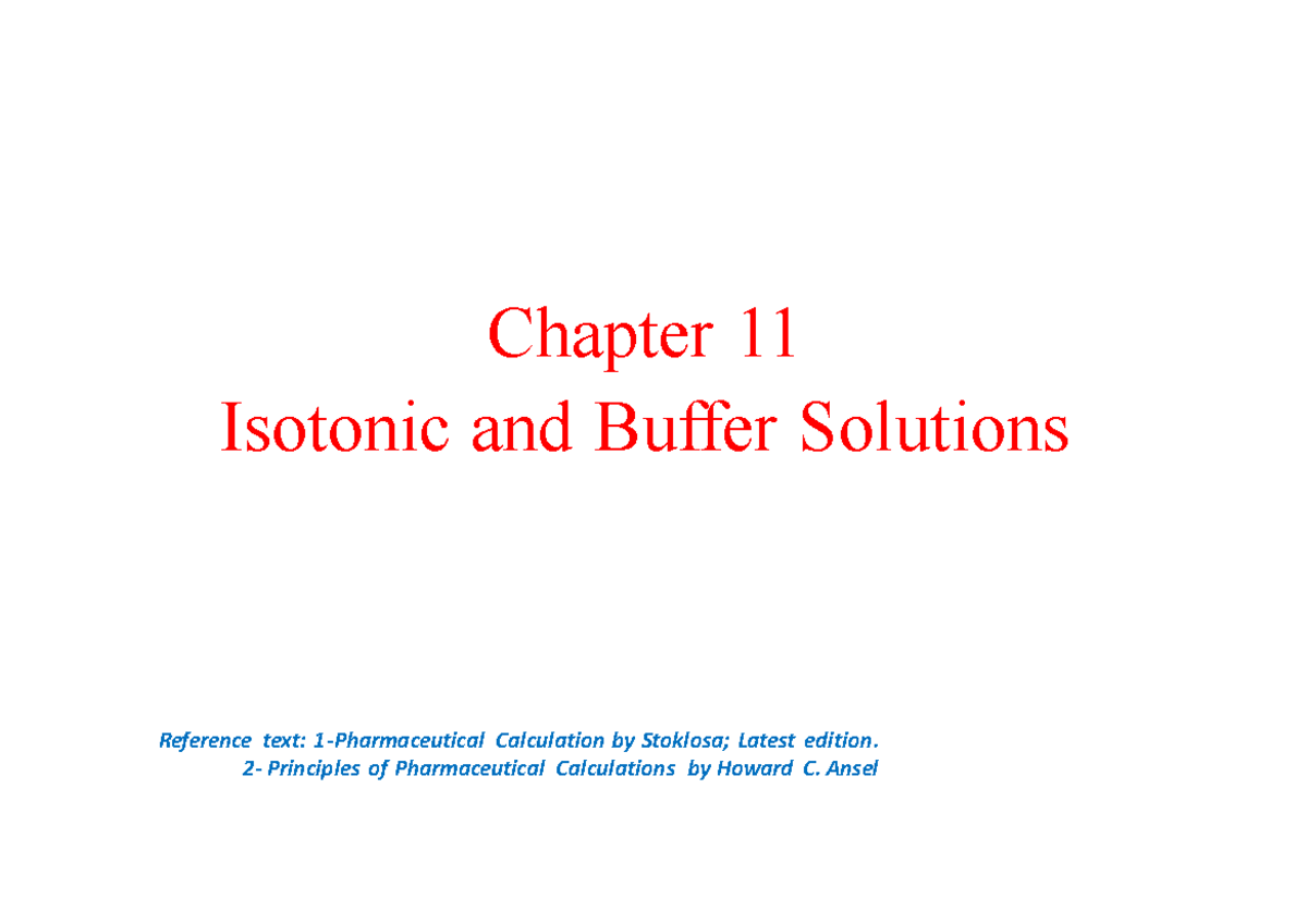 Isotonic And Buffer Solutions - Chapter 11 Isotonic And Buffer ...