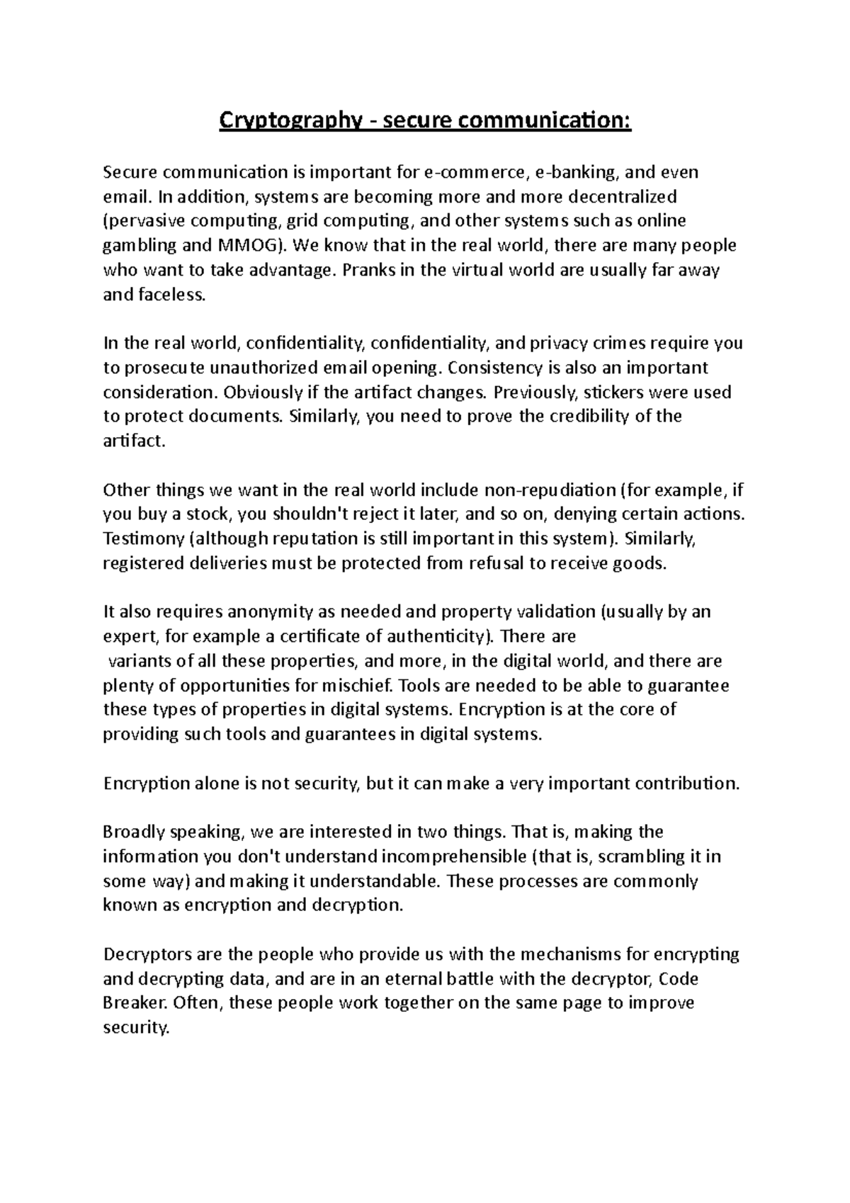 Cryptography Secure Communication Cryptography Secure 