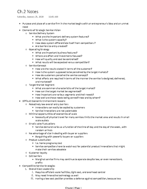 Chapter 8 notes - Summary Service Management - Warning: TT: undefined ...