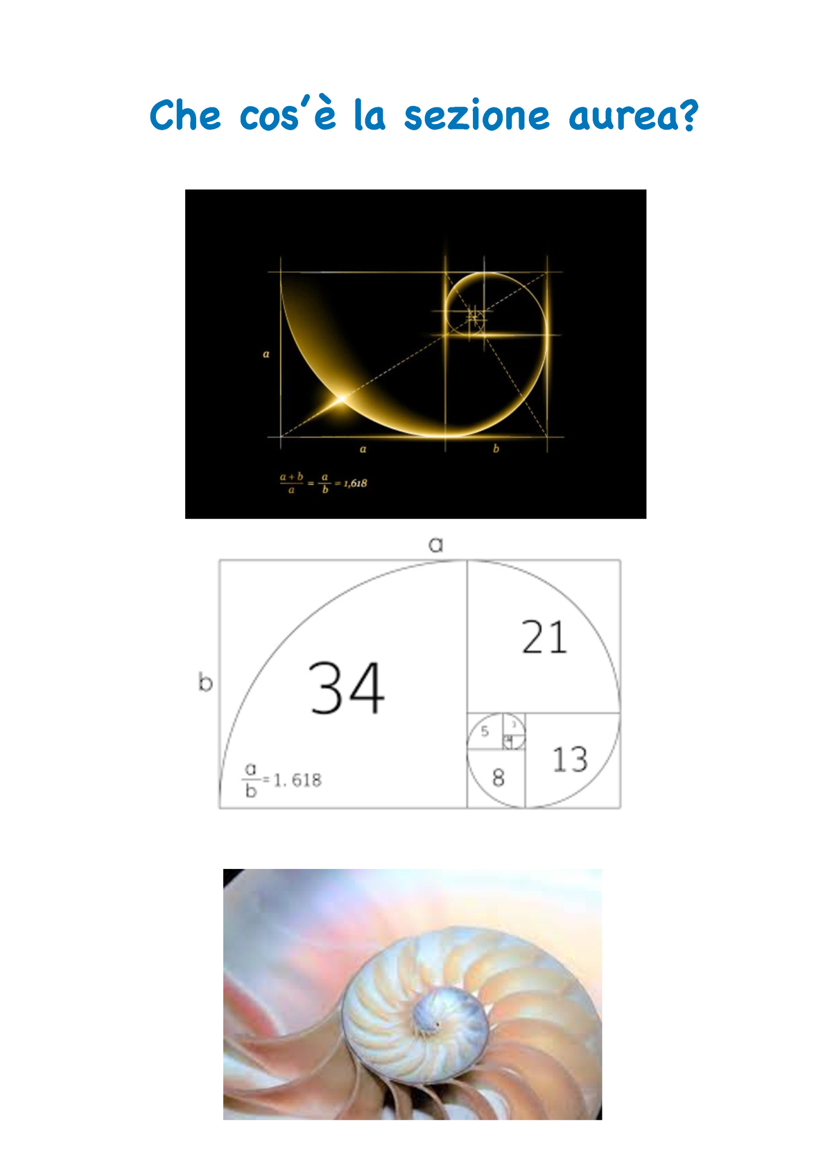 Fibonacci E La Sezione Aurea Che Cosè La Sezione Aurea La Sezione