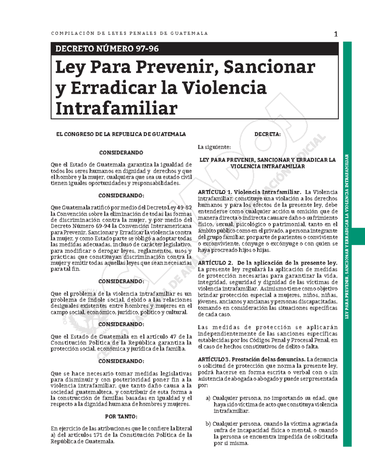 Ley Para Prevenir Y Erradicar La Violencia Intrafamiliar 1 Ley Para Prevenir Sancionar Y 8389