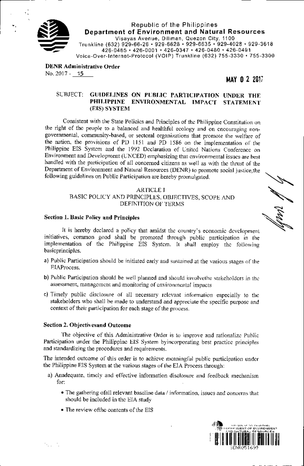 Guidelines ON Public Participation Under THE Philippine Environmental ...