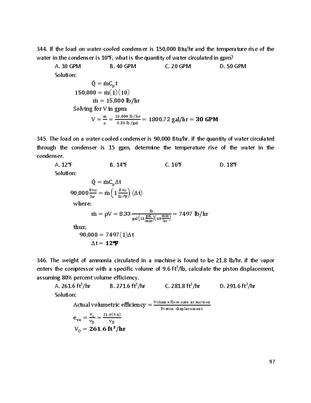 BLUE-BOOK-49 - n/a - 97 If the load on water-cooled condenser is ...